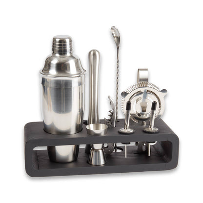 Mahattan Nine Piece Bar Set with Black Wood Base - Decor Addict, LLC