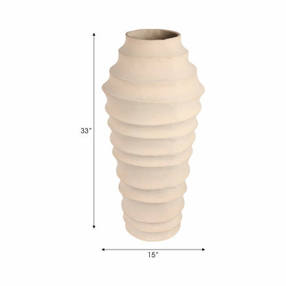 Decorative Floor Vase - Ivory Ecomix Textured Ribbed, 33 in. - Decor Addict, LLC