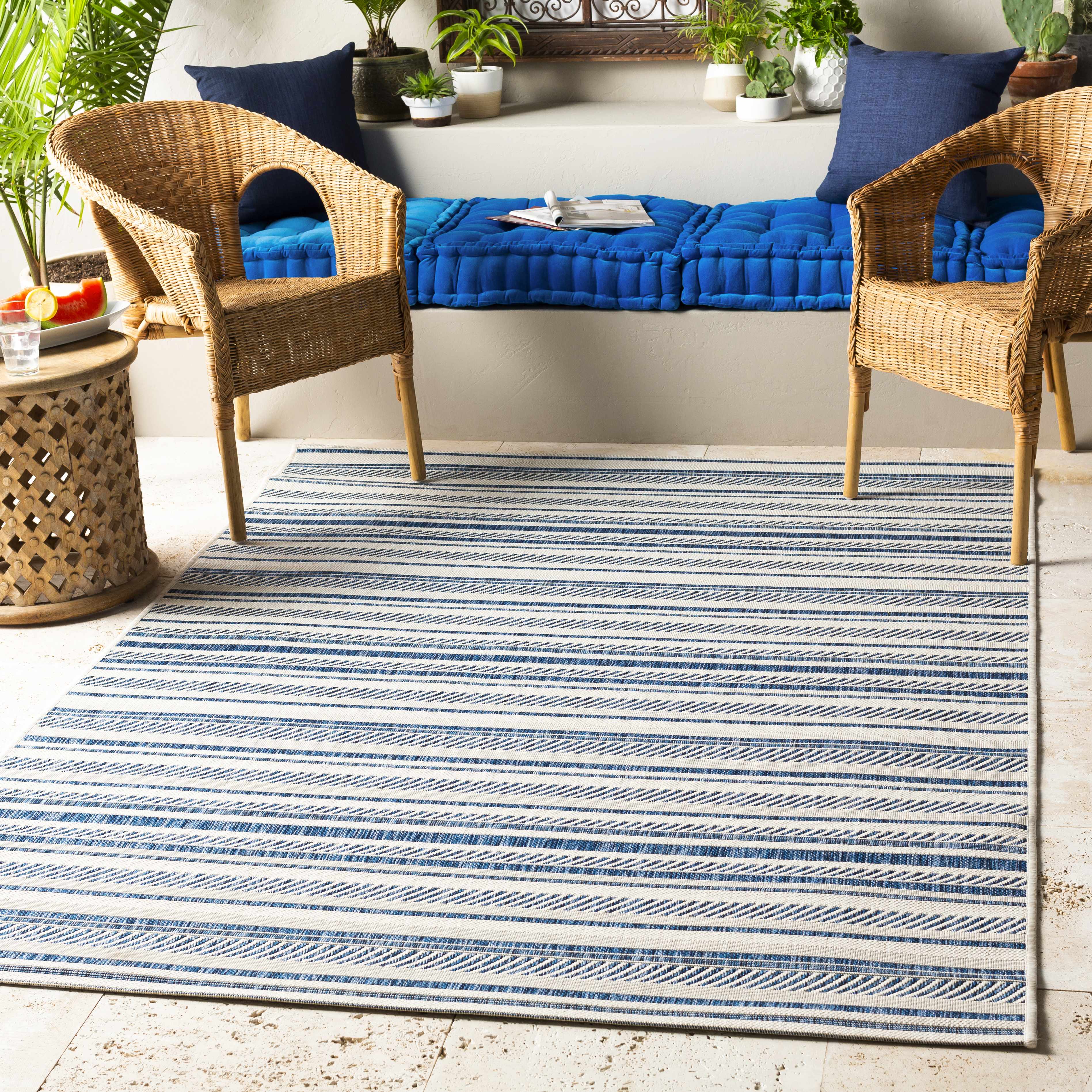 Olin White&Blue Performance Rug - Decor Addict, LLC