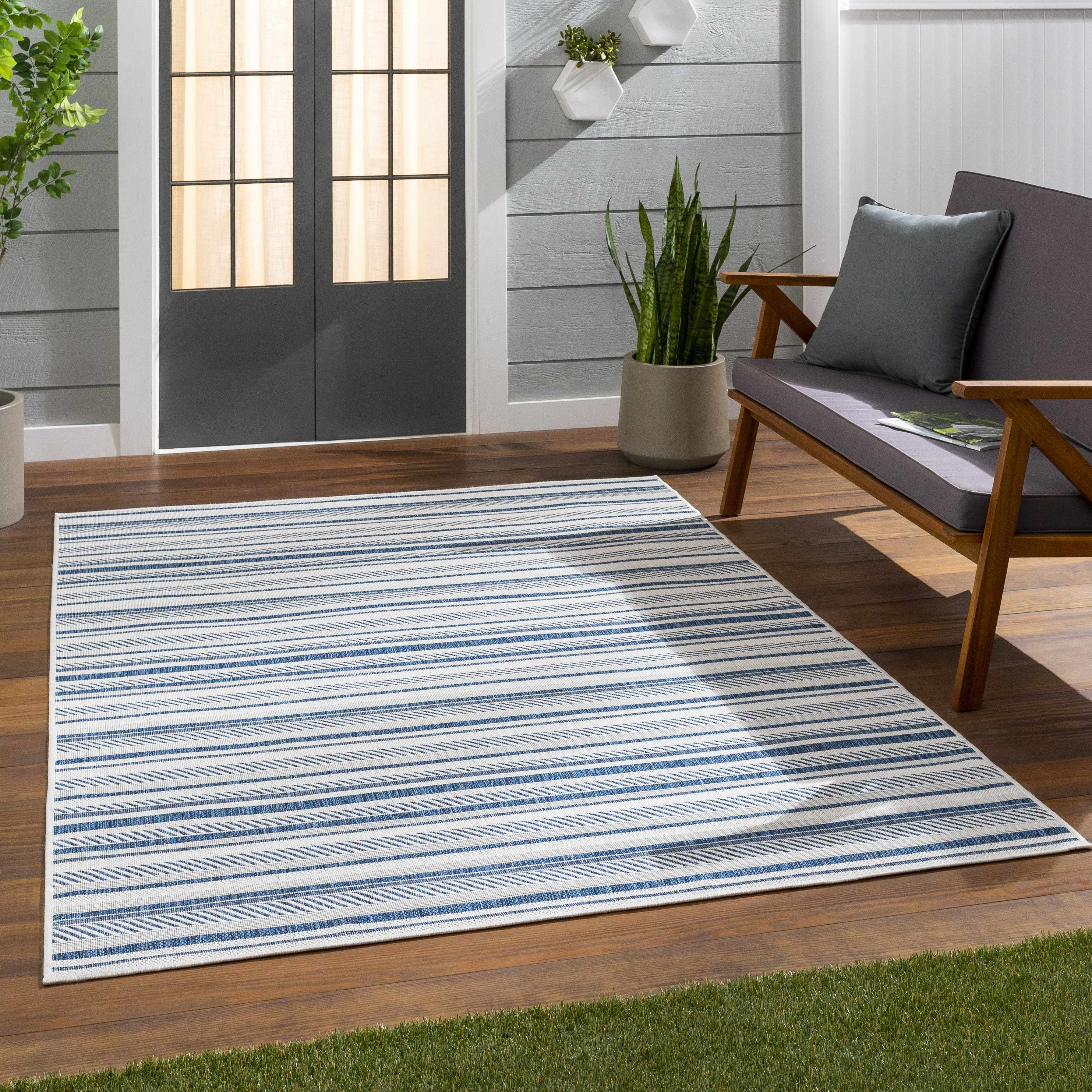 Olin White&Blue Performance Rug - Decor Addict, LLC