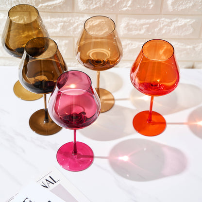 Colored Crystal Wine Glass Set of 5, Large 20 OZ Glasses - Decor Addict, LLC