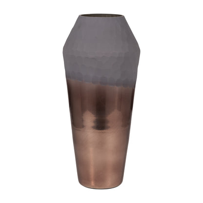 Glass, 17" 2-tone Hand-cut Vase, Metallic - Decor Addict, LLC