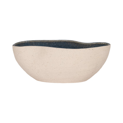 13" Reactive Curvy Oval Bowl, Blue/white - Decor Addict, LLC