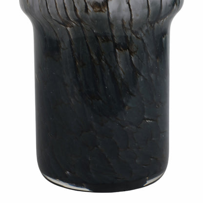 12x6" Abstract Glass Vase With Veining, White/blac - Decor Addict, LLC