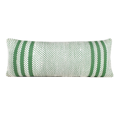 Going Green Striped Handwoven Throw Pillow: Green/White / 14" x 36" / Poly Filled - Decor Addict, LLC