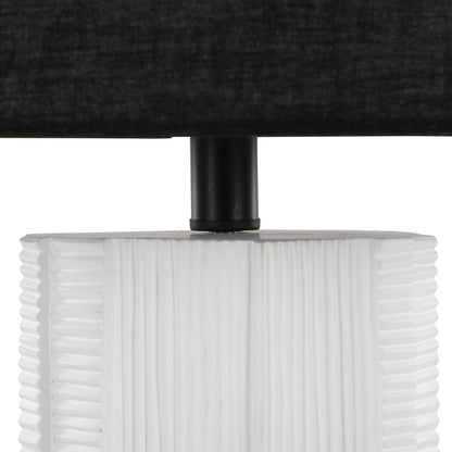 Petra 26" Polyresin Table Lamp - Set of 2: Cream Polyresin, Black Metal, Black Linen - Decor Addict, LLC