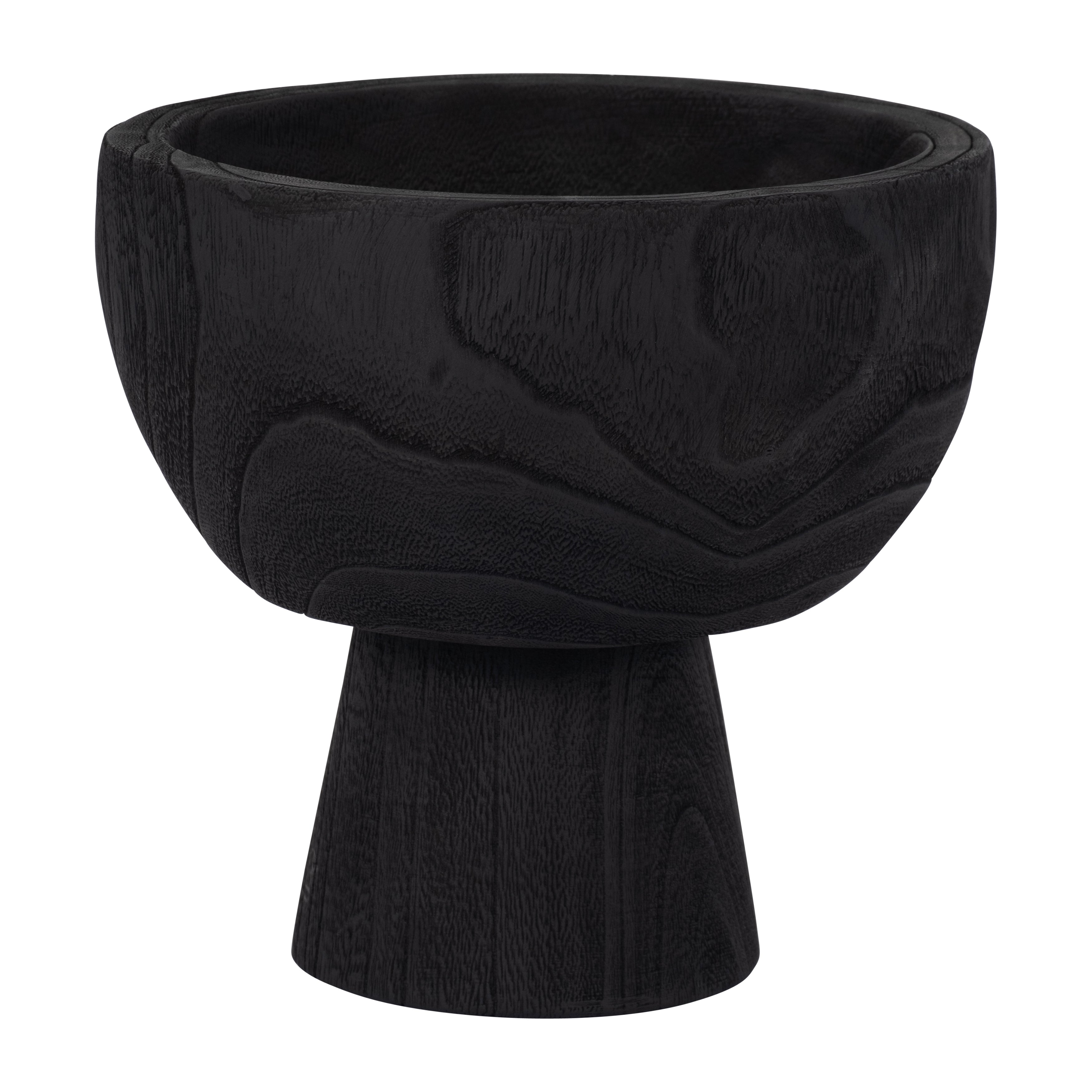 Wood, 8" Bowl W/ Stand, Black - Decor Addict, LLC