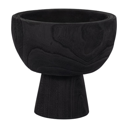 Wood, 8" Bowl W/ Stand, Black - Decor Addict, LLC