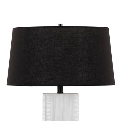 Petra 26" Polyresin Table Lamp - Set of 2: Cream Polyresin, Black Metal, Black Linen - Decor Addict, LLC