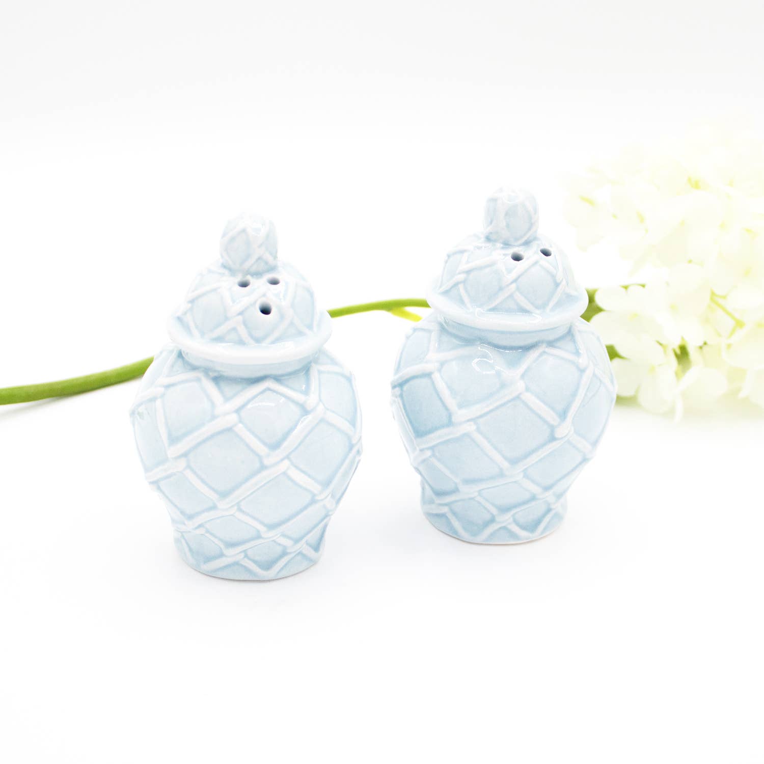 Light Blue Textured Jar Salt & Pepper Shaker Boxed Set - Decor Addict, LLC