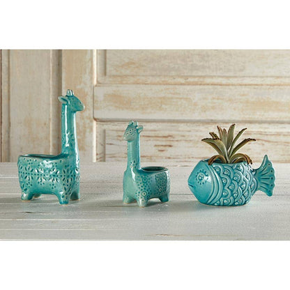 Lake Blue Giraffe Planter Sm - Decor Addict, LLC
