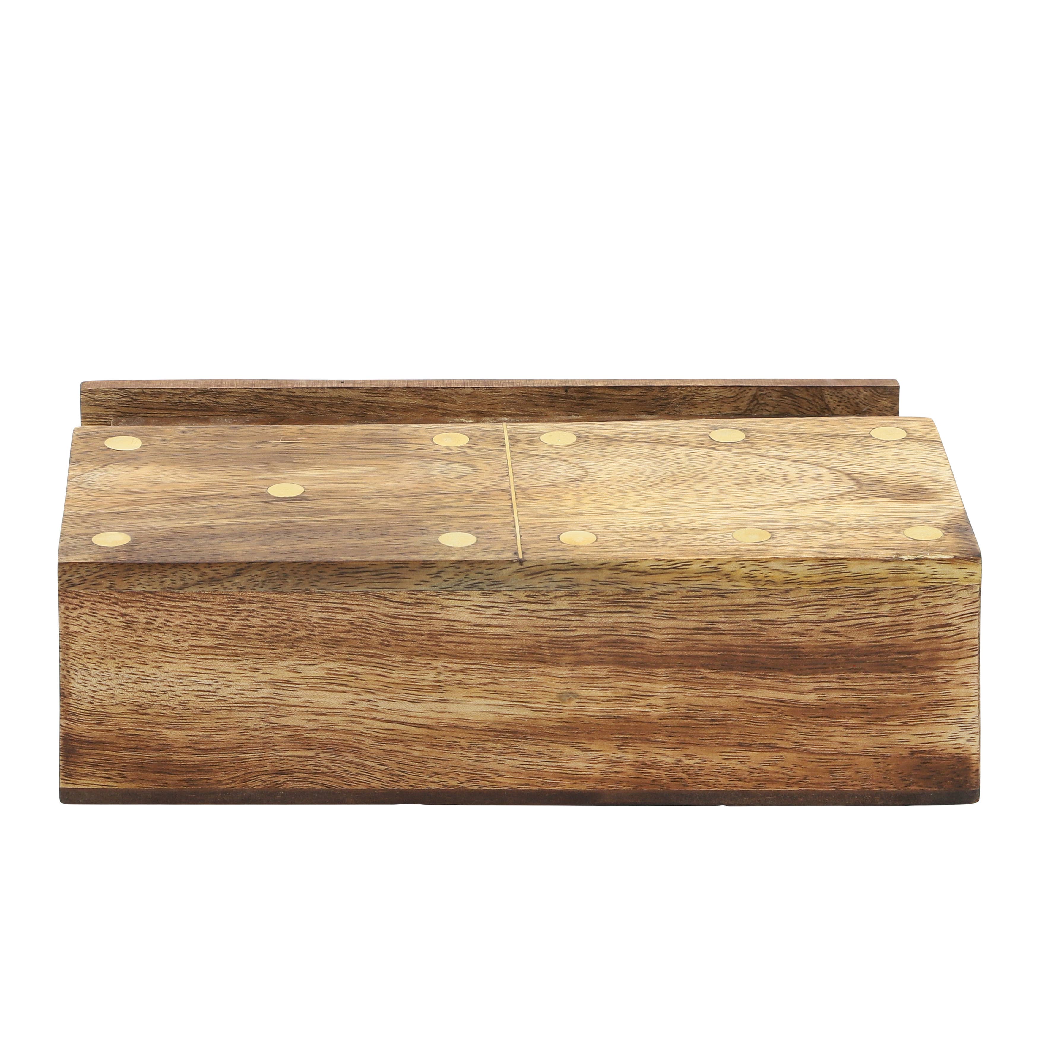 Mango Wood Domino Game Set - Brown, 9 in. - Decor Addict, LLC