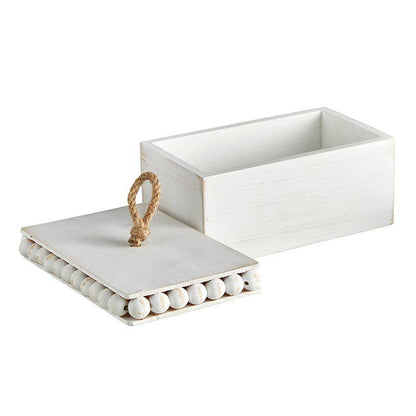Beaded White Box LG - Decor Addict, LLC