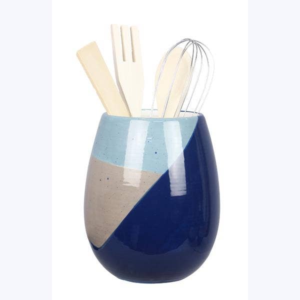 Ceramic Artistic Blue Tool Holder with Tools General Gifts - Decor Addict, LLC