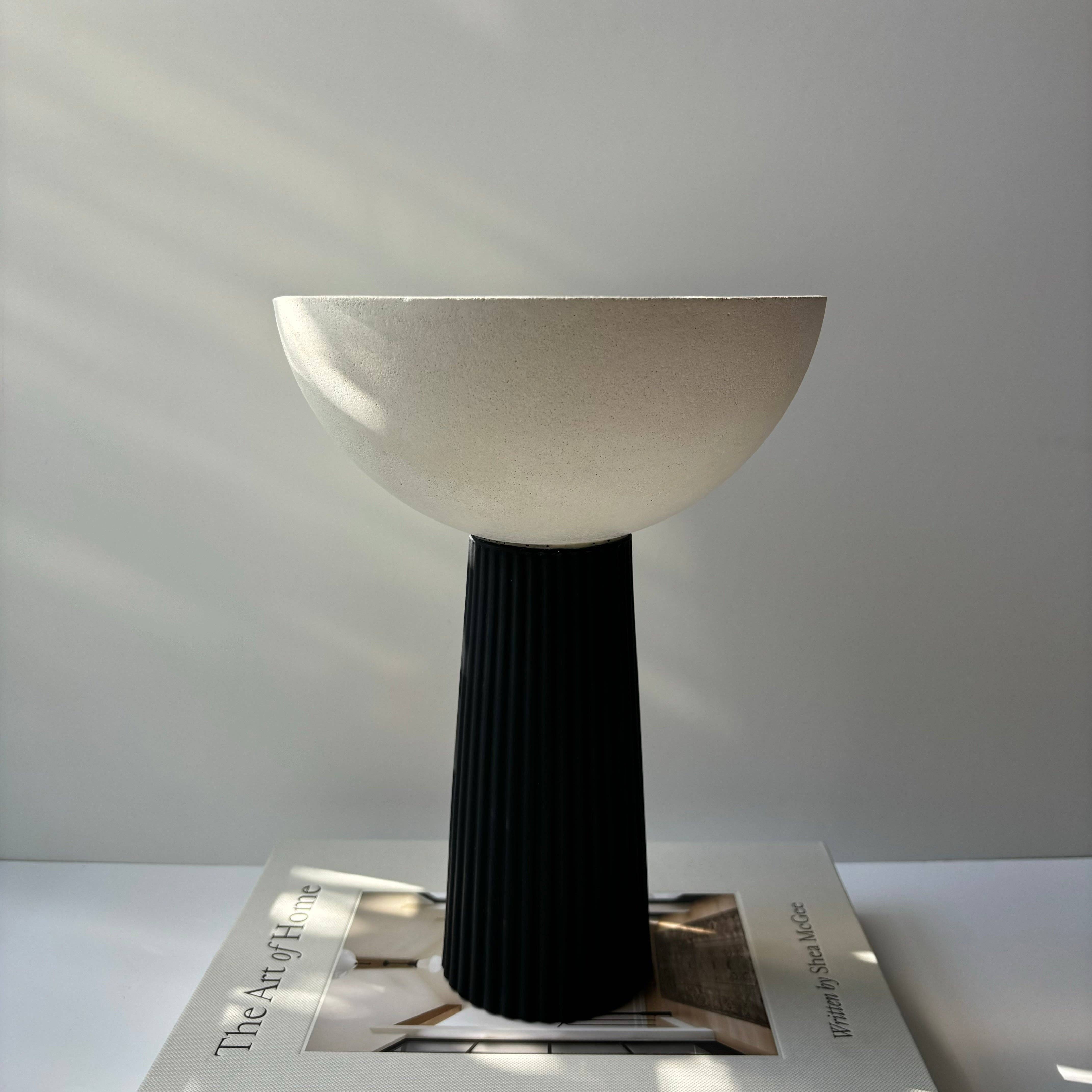 Leo - Pedestal Bowl | Concrete Decorative Bowl: Black & White - Decor Addict, LLC