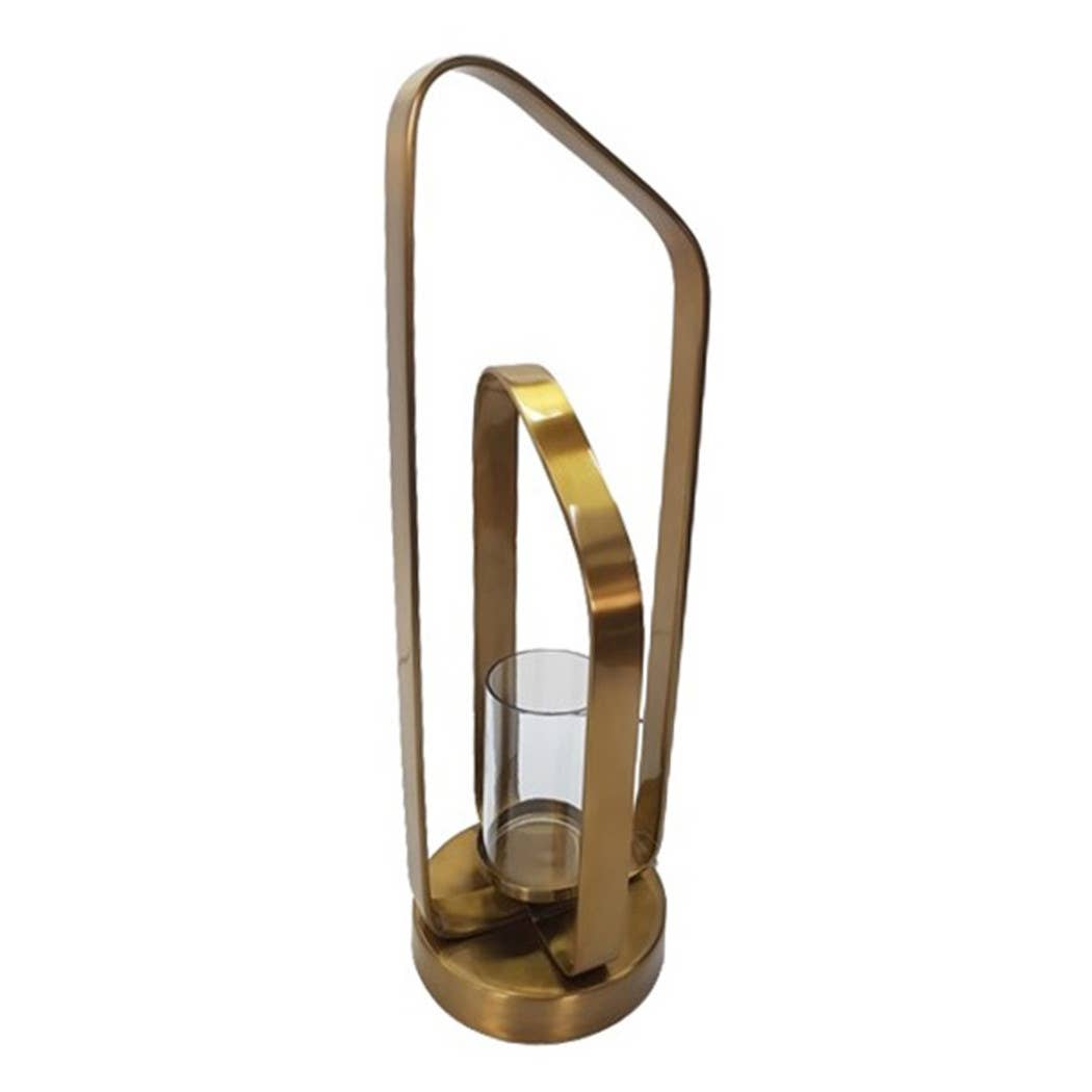 Candle Holder - Gold Metal Stylish Hurricane, 21 in. - Decor Addict, LLC