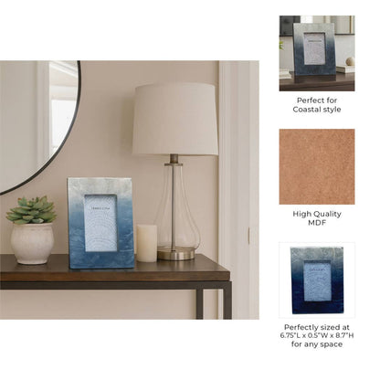 Photo Frame - Ivory/Blue Wood Capiz Rectangular, 4x6 in. - Decor Addict, LLC