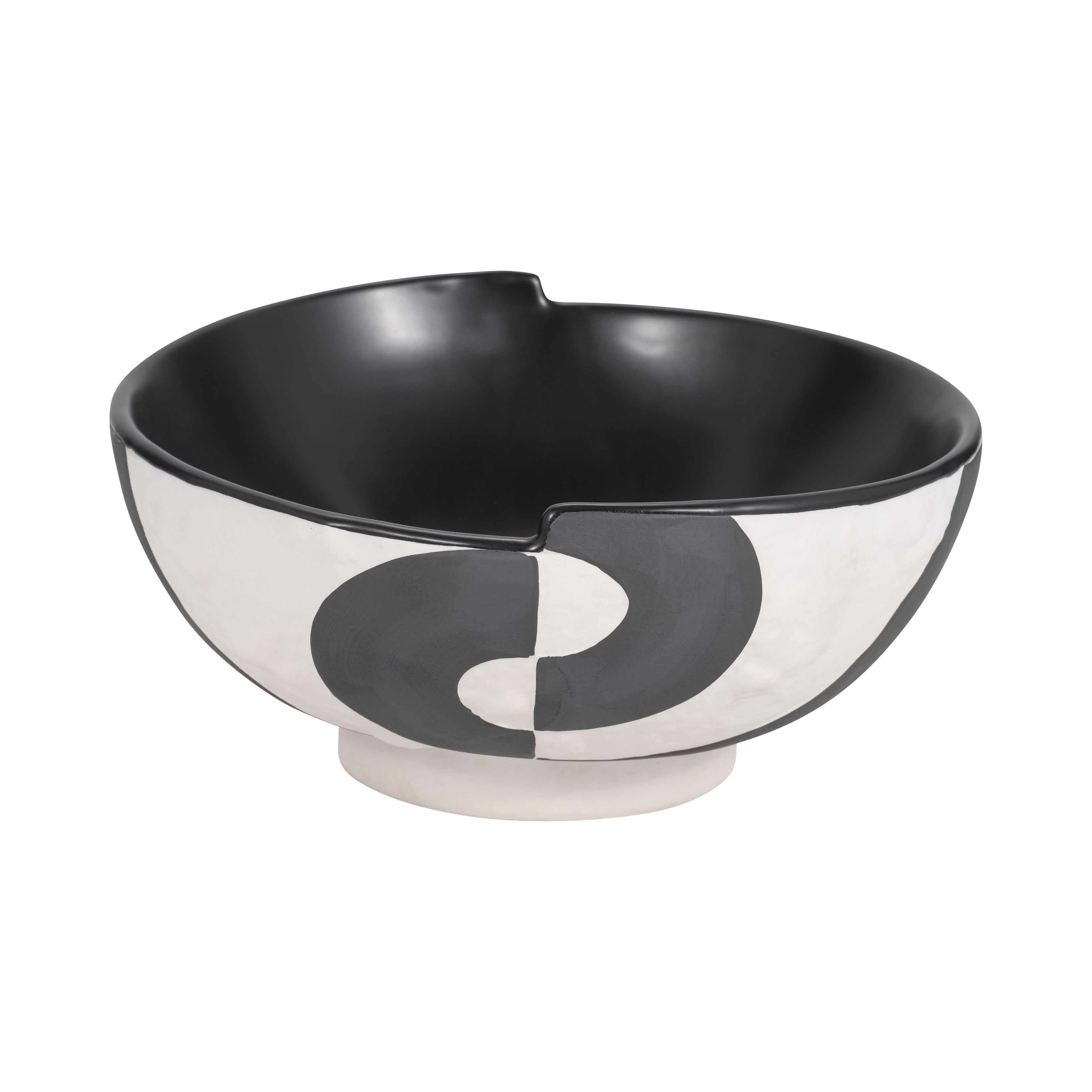 12" Contemporary Deep Bowl, Black/white - Decor Addict, LLC