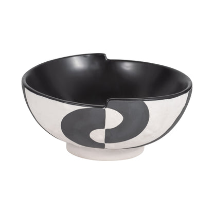 12" Contemporary Deep Bowl, Black/white - Decor Addict, LLC