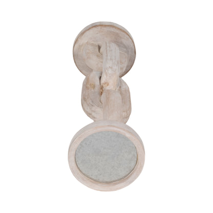 Wood, 14" Chain Pillar Candle Holder, White - Decor Addict, LLC