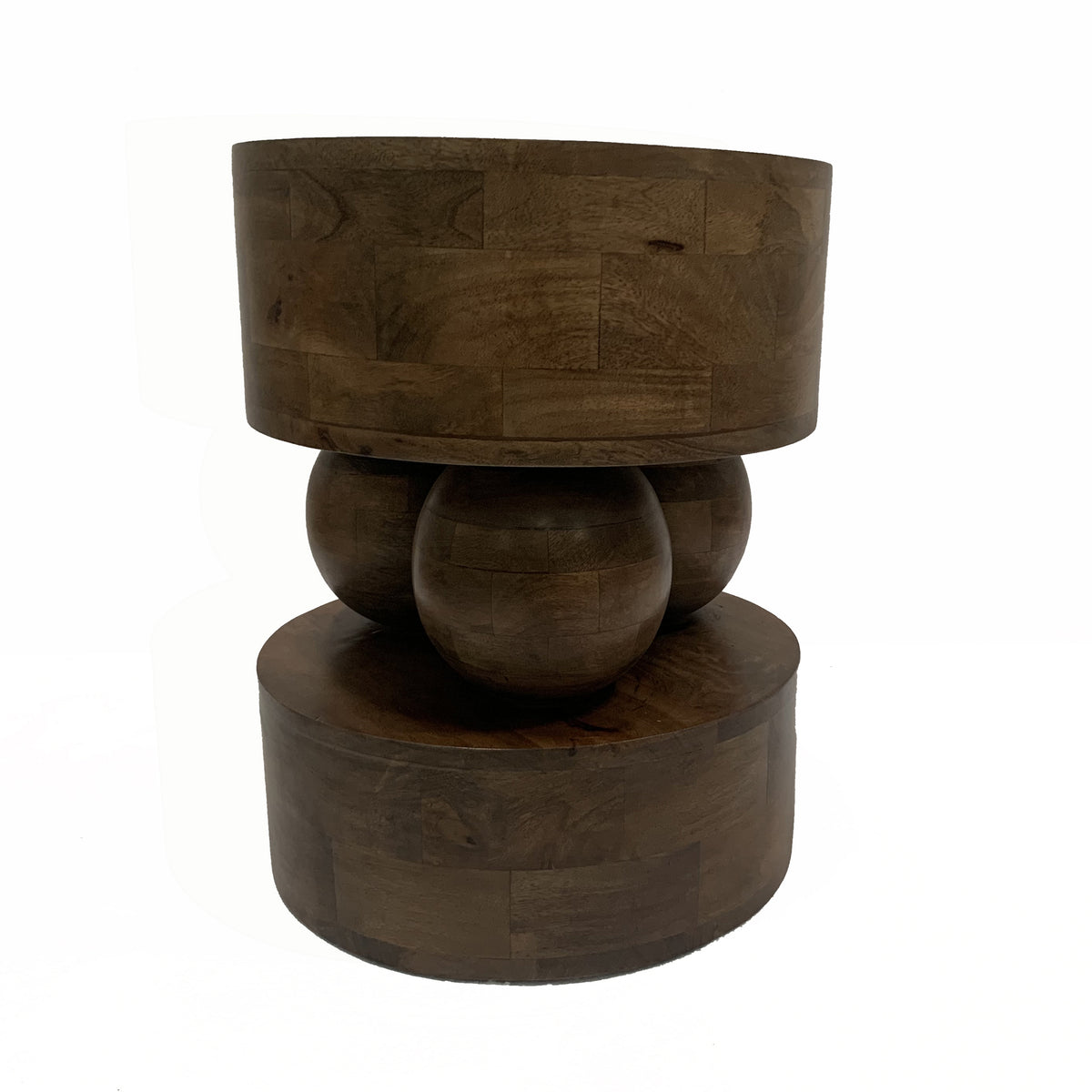 Wood, 20"3- Orbs Accent Table, Brown - Decor Addict, LLC