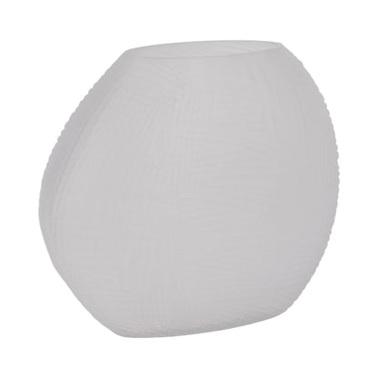Glass 10"h Textured Vase, Frosted White - Decor Addict, LLC