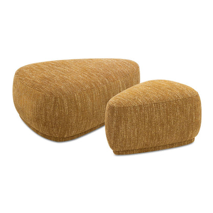 Pebble 44" & 26" Rounded Triangle Cocktail Ottoman Set: Mustard Yellow - Decor Addict, LLC