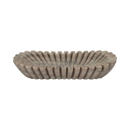 Decorative Bowl - Tan Marble Wavy Ribbed Texture, 16 in. - Decor Addict, LLC