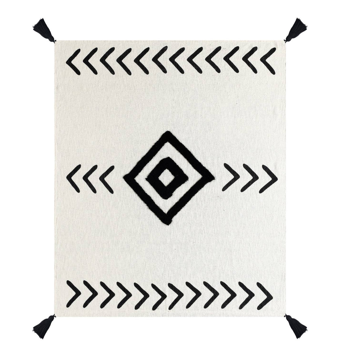 Modern Boho Tufted Diamond Medallion Cotton Throw Blanket- LR - Decor Addict, LLC