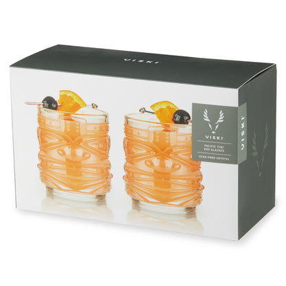 Pacific Crystal Tiki DOF Tumblers Set of 2 - Decor Addict, LLC