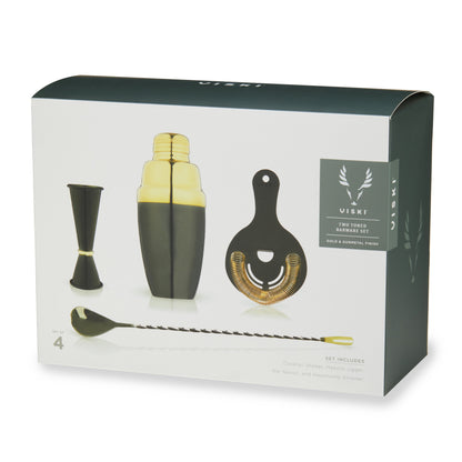 4-Piece Stainless Steel Barware Set in Black & Gold - Decor Addict, LLC