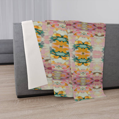 Layla 60x80” Sherpa Blanket Mauve Pink Green Gold Beige - Decor Addict, LLC