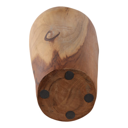 16x7" Teak Wood Vase, Brown - Decor Addict, LLC