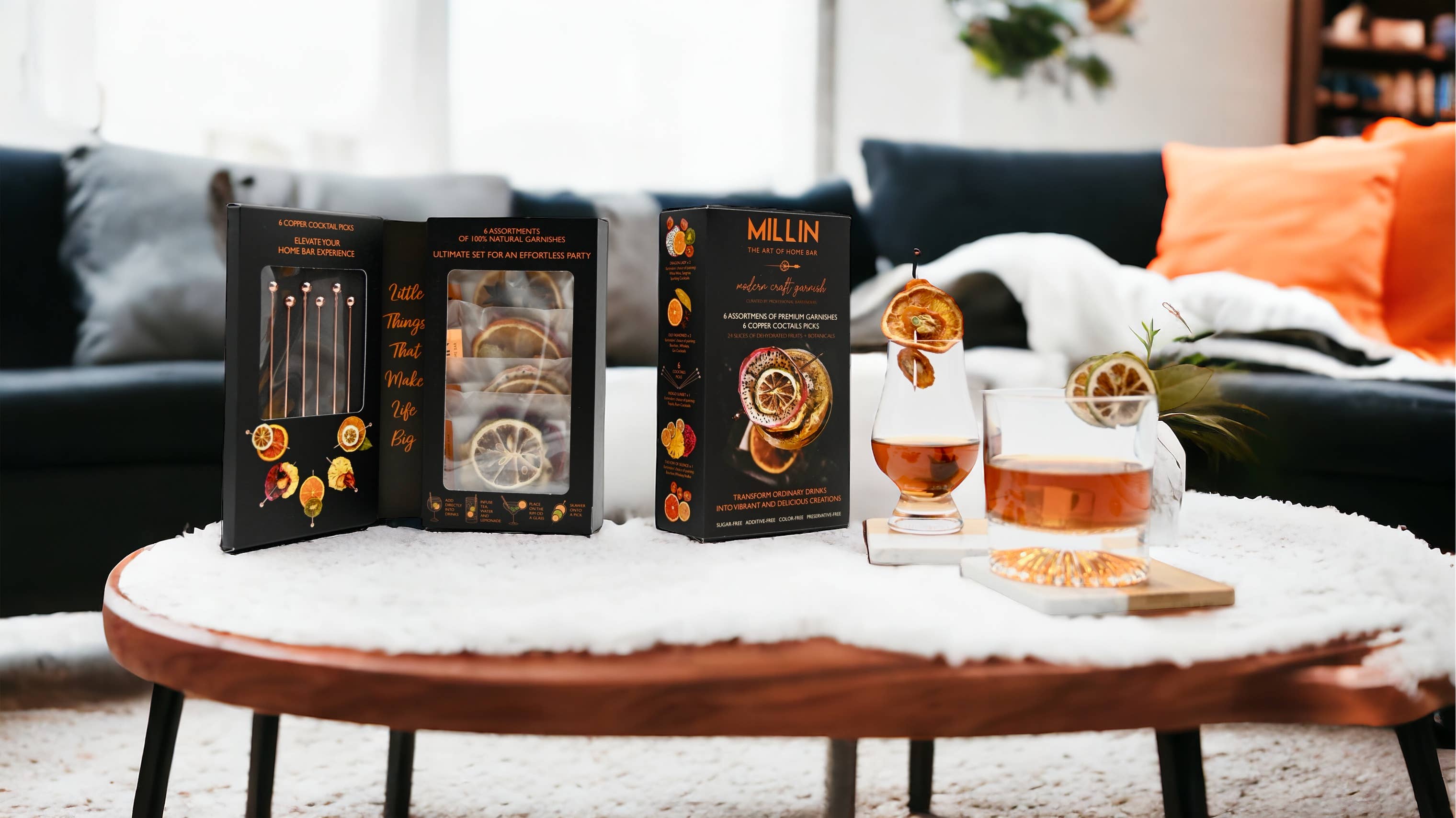 Gourmet Dry Fruit Cocktail Garnish Set with Copper Picks - Decor Addict, LLC