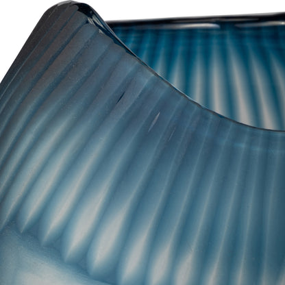 Glass, 9" Carved Bowl Blue - Decor Addict, LLC