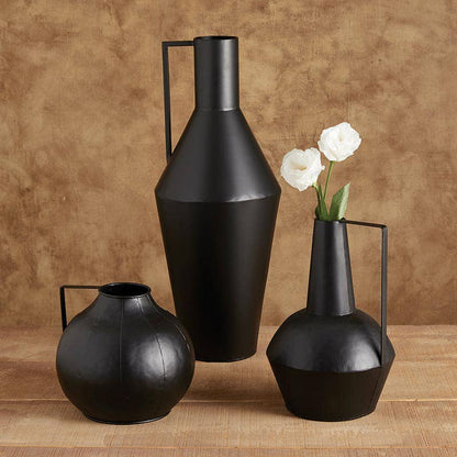 Matte Black Vase W Handle - Decor Addict, LLC