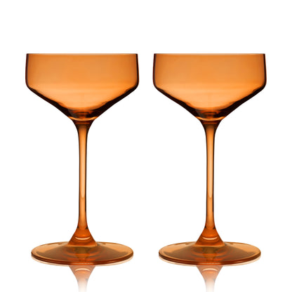 Reserve Nouveau Crystal Coupe Glasses in Amber Set of 2 - Decor Addict, LLC