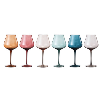 Pastel Large Colored Crystal Wine Glass Set of 6 - Decor Addict, LLC