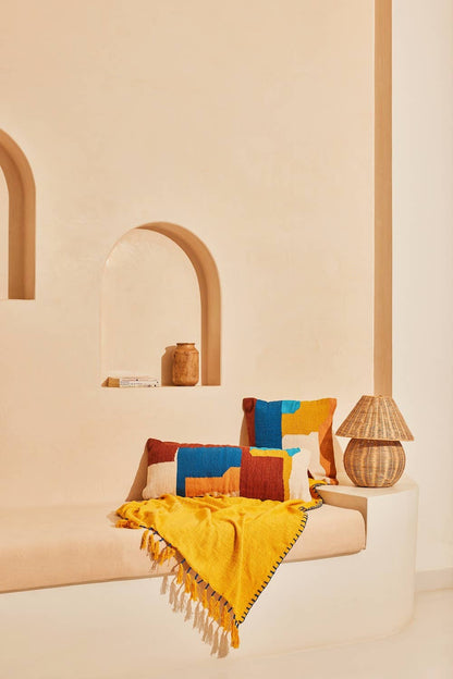 Ladakh Handcrafted Lumbar Pillow, Multi- 12x30 Inch: CUSHION COVER WITH INSERT - Decor Addict, LLC