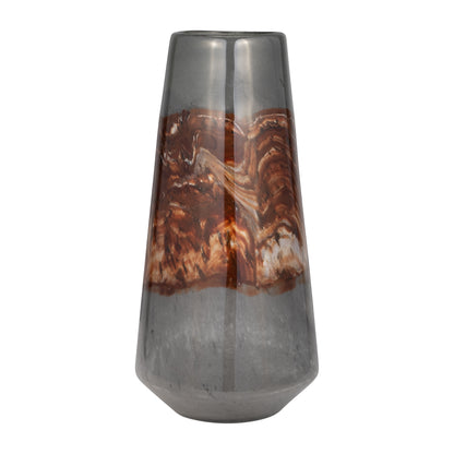 Glass, 17" Vase Grey/brown - Decor Addict, LLC