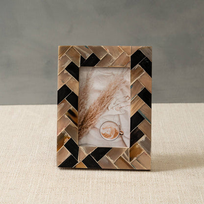 Blue & Brown Horn Chevron Frame - Decor Addict, LLC