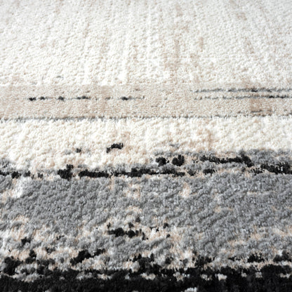 Abani Viva Ivory Abstract Border Grey Area Rug: 2' x 3' - Decor Addict, LLC