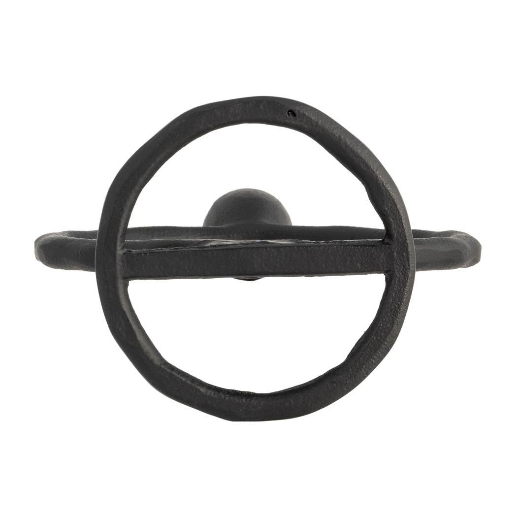 Metal Round Ring Taper Candle Holder - Black, 8 in. - Decor Addict, LLC