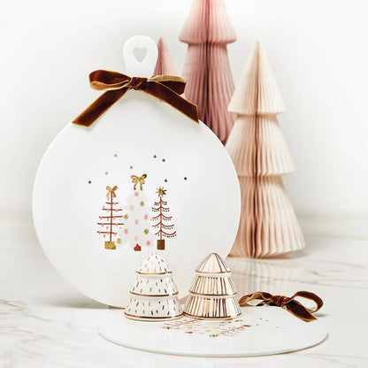 Gold Striped Tree Salt + Pepper Shakers: Material - Decor Addict, LLC