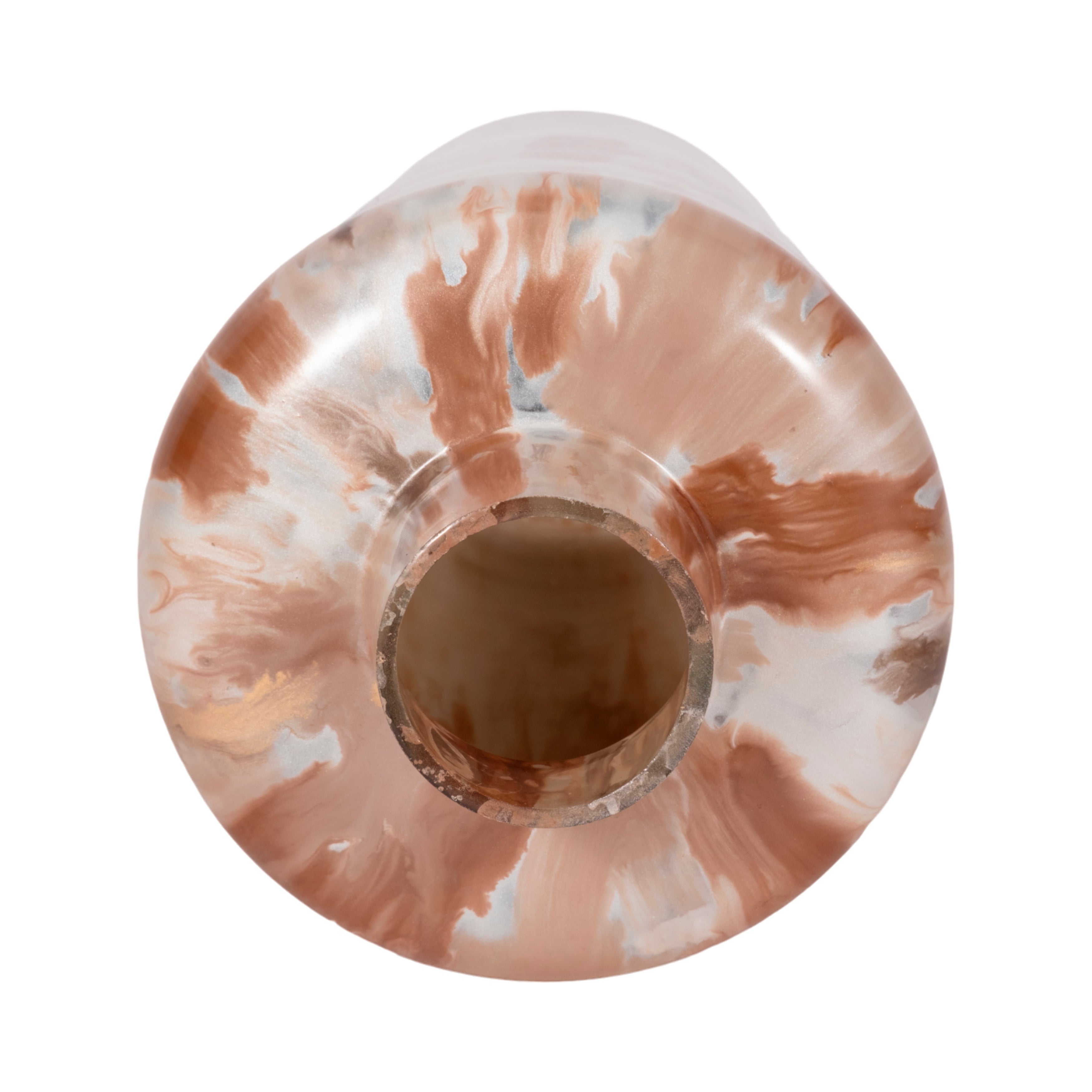 17" Nude Drip Finish Glass Floor Vase, Tan Multi - Decor Addict, LLC