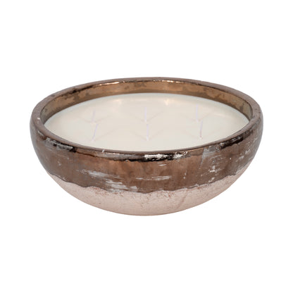 12" 57 Oz Pine Bowl Candle, Grey/gold - Decor Addict, LLC