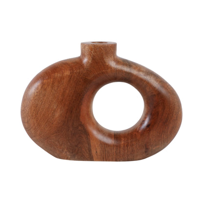 10x7" Cut-out Wood Vase, Natural - Decor Addict, LLC
