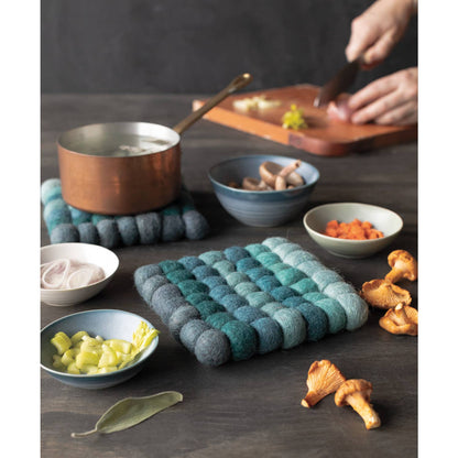 Lagoon Recycled Wool Felt Dot Trivet - Decor Addict, LLC