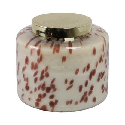 9" 180 Oz Cinnamon Speckle Lidded Candle, Brown/go - Decor Addict, LLC