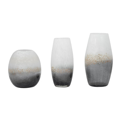 Glass, 12" Crackle Vase, Multi - Decor Addict, LLC